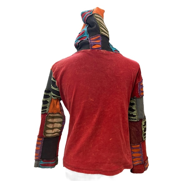 Vintage KPC Nepali Patchwork Razor Cut Hoodie Zip Front Wear Small - Picture 3 of 12